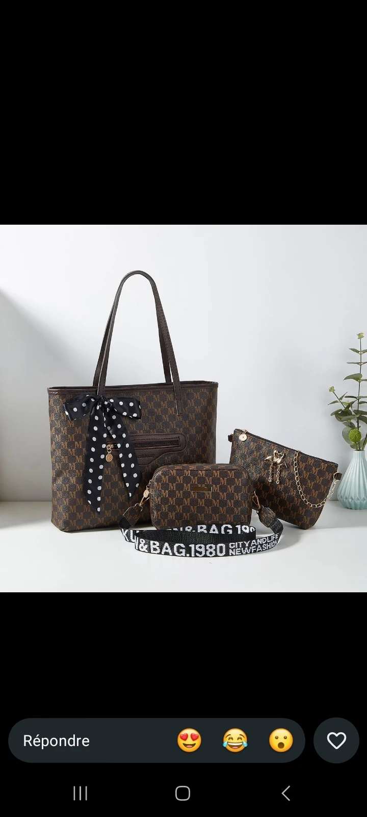 Ensemble de Sacs à Main 3-en-1 Monogramme Éléganza